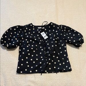 Abercrombie & Fitch Navy Polka Dot Blouse